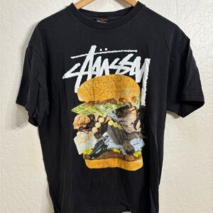 Stussy Vintage Burger Spellout Logo Graphic T-Shirt for Men - Size L